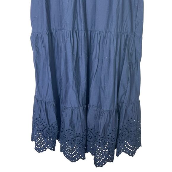 GAP Navy Blue One Shoulder A-line Side Zipper Eyelet Detail Midi Dress Size 6 - Picture 7 of 10